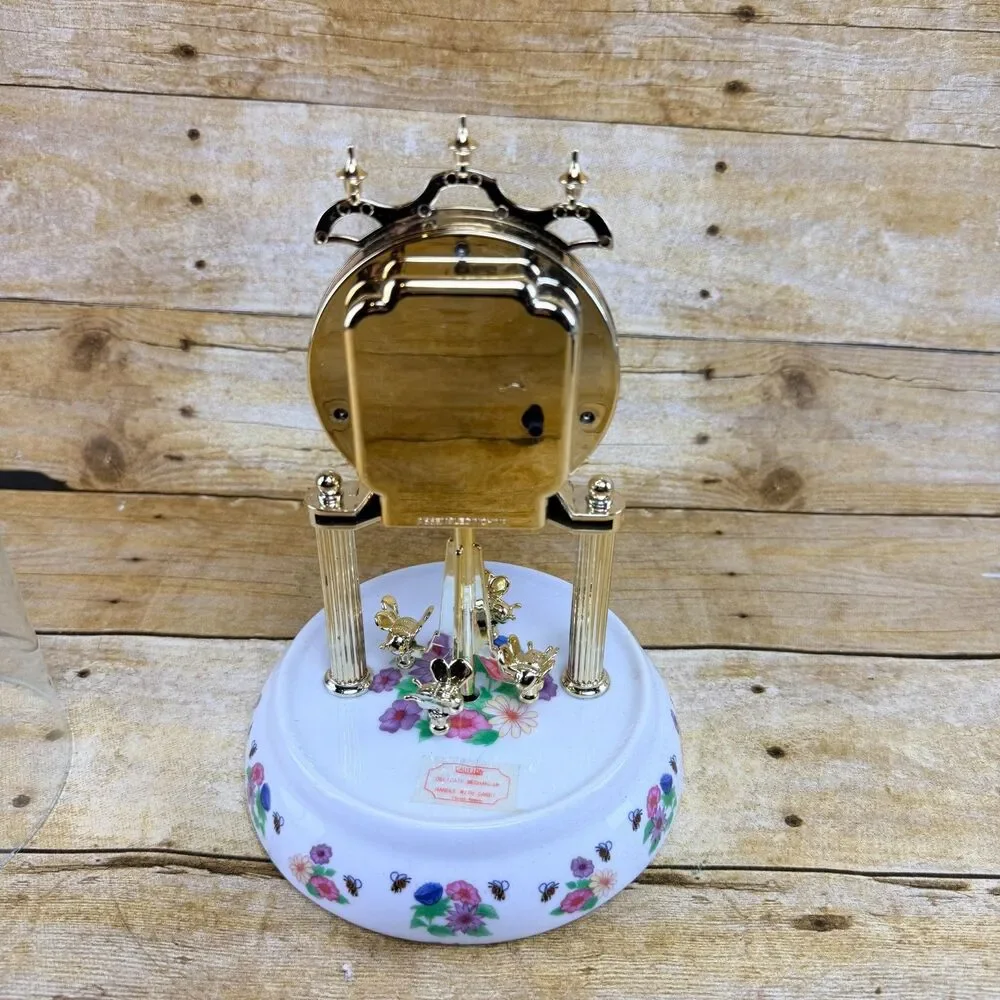 Vintage Disney Fantasma Porcelain Winnie The Pooh Anniversary Glass Dome Clock